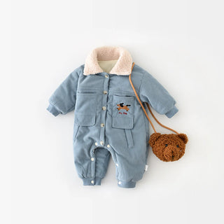 Fur Collar Corduroy Jumpsuit - RYAN AND REMI