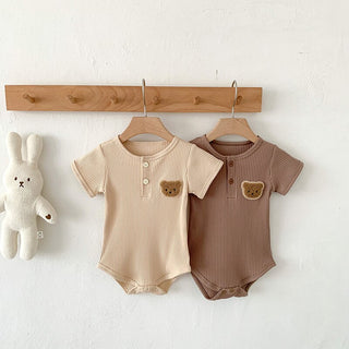 Boys Teddy Bear Patch Bodysuit - RYAN AND REMI