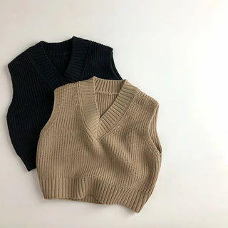 Solid Knitted Sweater Vest - RYAN AND REMI