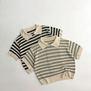 Polo T-shirt Striped Pullover Vintage Tops - RYAN AND REMI