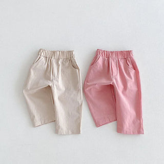 Casual Solid Elastic Waist Pants