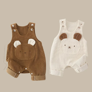 Overall aus Cord mit Cartoon-Bären-Muster