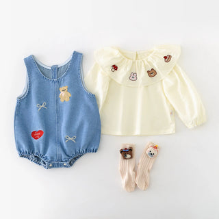 Peter Pan Collar Denim Set