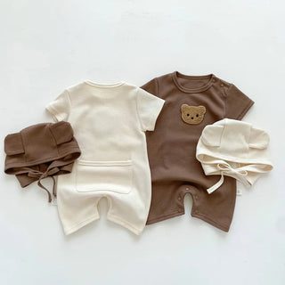 Waffle Bear Patch Jumpsuit Set - RYAN AND REMI