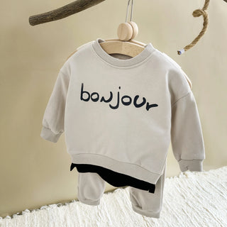 Toddler Baby Bonjour Print Tracksuit Set - RYAN AND REMI