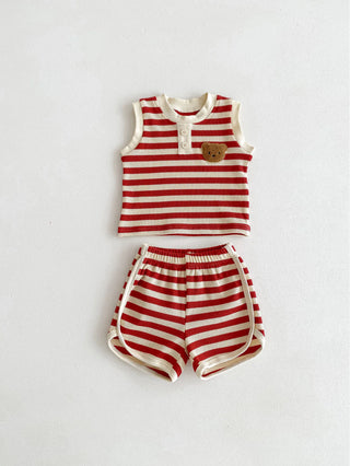 Teddy Bear Striped Shorts Set - RYAN AND REMI