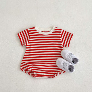 Striped Boys One Piece Short Sleeve Bodysuit - RYAN AND REMI