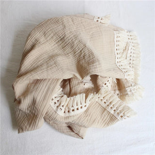 Solid Muslin Tassel Swaddle Blanket - RYAN AND REMI