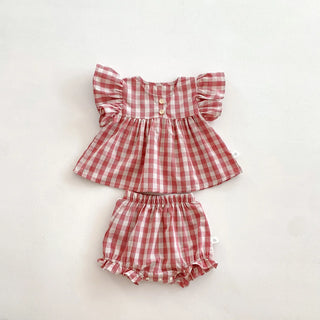 Ruffle Plaid Bloomer Set - RYAN AND REMI