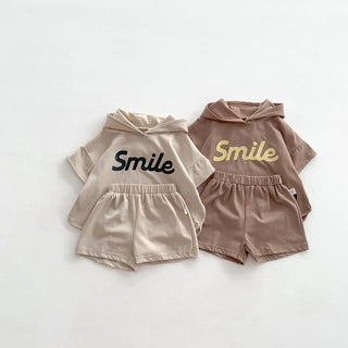 Smile Print Hoodie Shorts Set - RYAN AND REMI