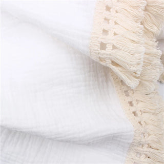 Solid Muslin Tassel Swaddle Blanket - RYAN AND REMI