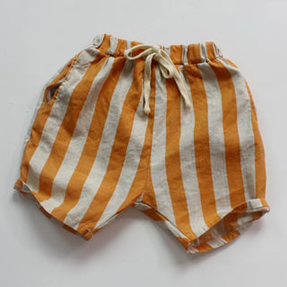 Striped Elastic Waist Shorts - RYAN AND REMI