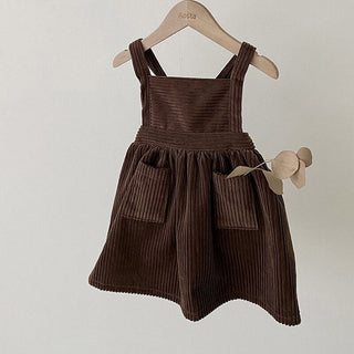 Casual Corduroy Toddler Sleeveless Dress - RYAN AND REMI