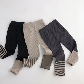 Girls Striped Leg Skinny Knit Leggings - RYAN AND REMI