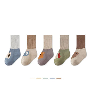 Socken mit Cartoon-Muster und Farbblock