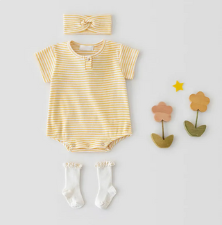 Stripe T-Shirt Bodysuit Headband Set - RYAN AND REMI