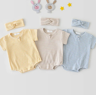 Stripe T-Shirt Bodysuit Headband Set - RYAN AND REMI