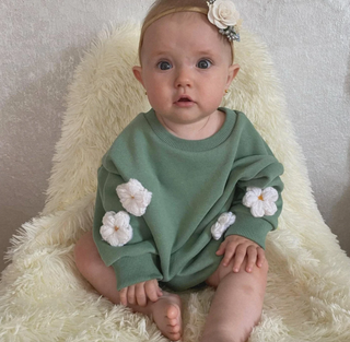 Green Embroidered Flower Sweater Bodysuit - RYAN AND REMI