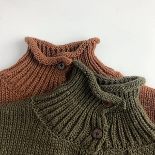 High Neck Knitted Button Up Sweater - RYAN AND REMI