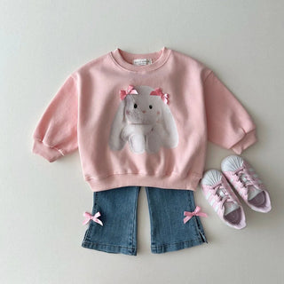 Ribbon Cartoon Print Sweatshirt