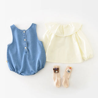 Peter Pan Collar Denim Set