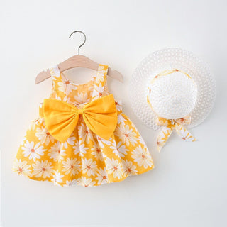 Girls Daisy Dress With Hat Set - RYAN AND REMI