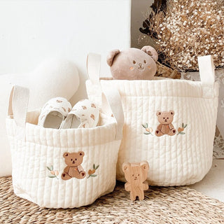 Cute Bear Embroidery Storage Basket - RYAN AND REMI