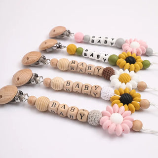 Floral Wooden Clip Pacifier Holder - RYAN AND REMI