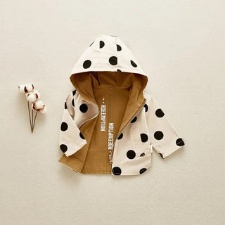 Reservable Hooded Polka Dot Trench Coat - RYAN AND REMI