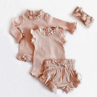 Ruffle Romper And Ruffle Shorts Baby Set - RYAN AND REMI