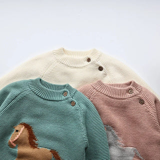 Embroidered Horse Fur Lining Sweater - RYAN AND REMI