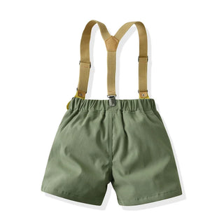 Short Sleeve Bow Tie Suspender Shorts Set - RYAN AND REMI