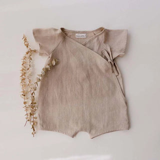 Neutral Linen Kimono Romper - RYAN AND REMI