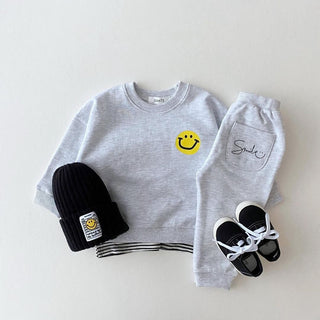 Smiley Face Print Pattern Long Sleeve Sweatshirt - RYAN AND REMI