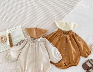 Corduroy Ruffle Collar Baby Romper - RYAN AND REMI